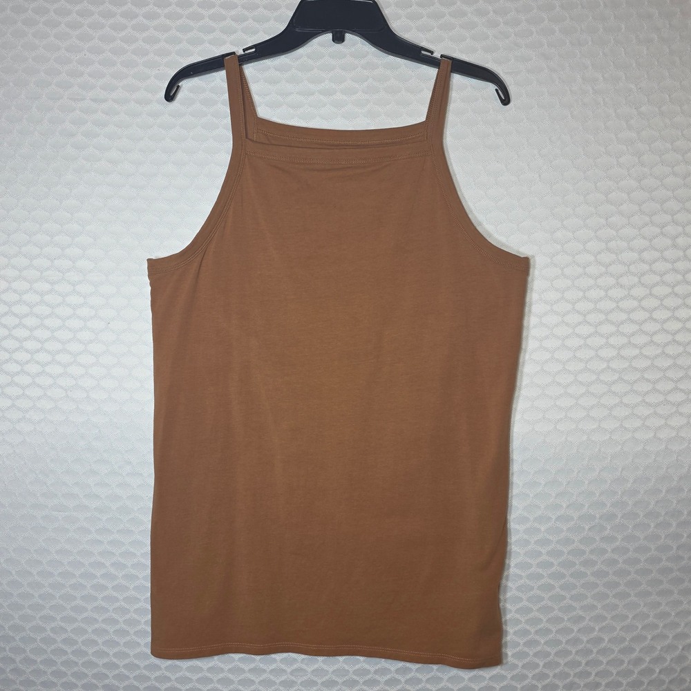 Duluth Trading Co Womens XL Brown Built-in Shelf Bra Tank Top Camisole Cotton